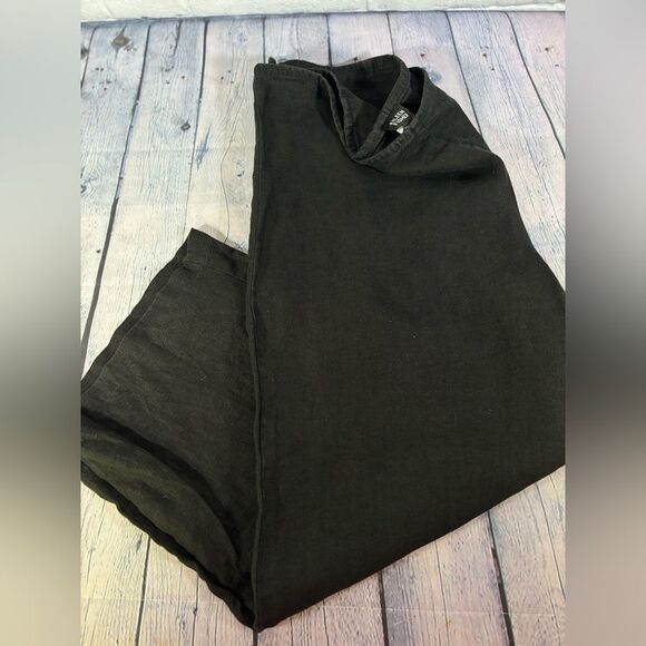 Eileen Fisher Pants - Eileen Fisher Black 100% Irish Linen Classic Casual Minimalist Crop Pants XL